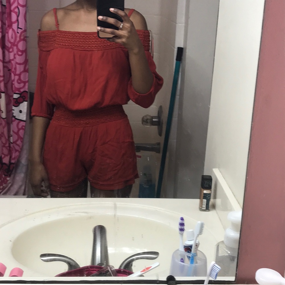 Burnt orange Off the shoulder playsuit